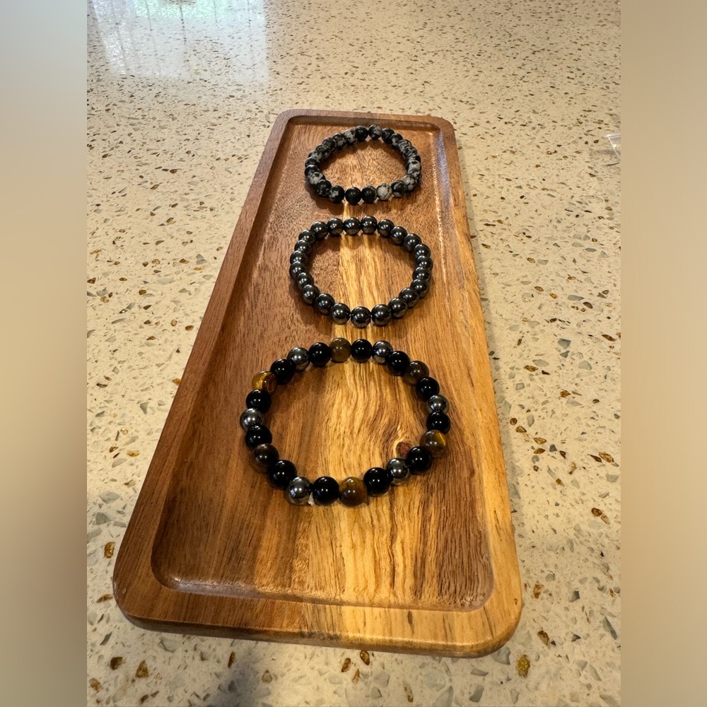 Set of 3 New Beaded Stretchy Bracelets - #14
